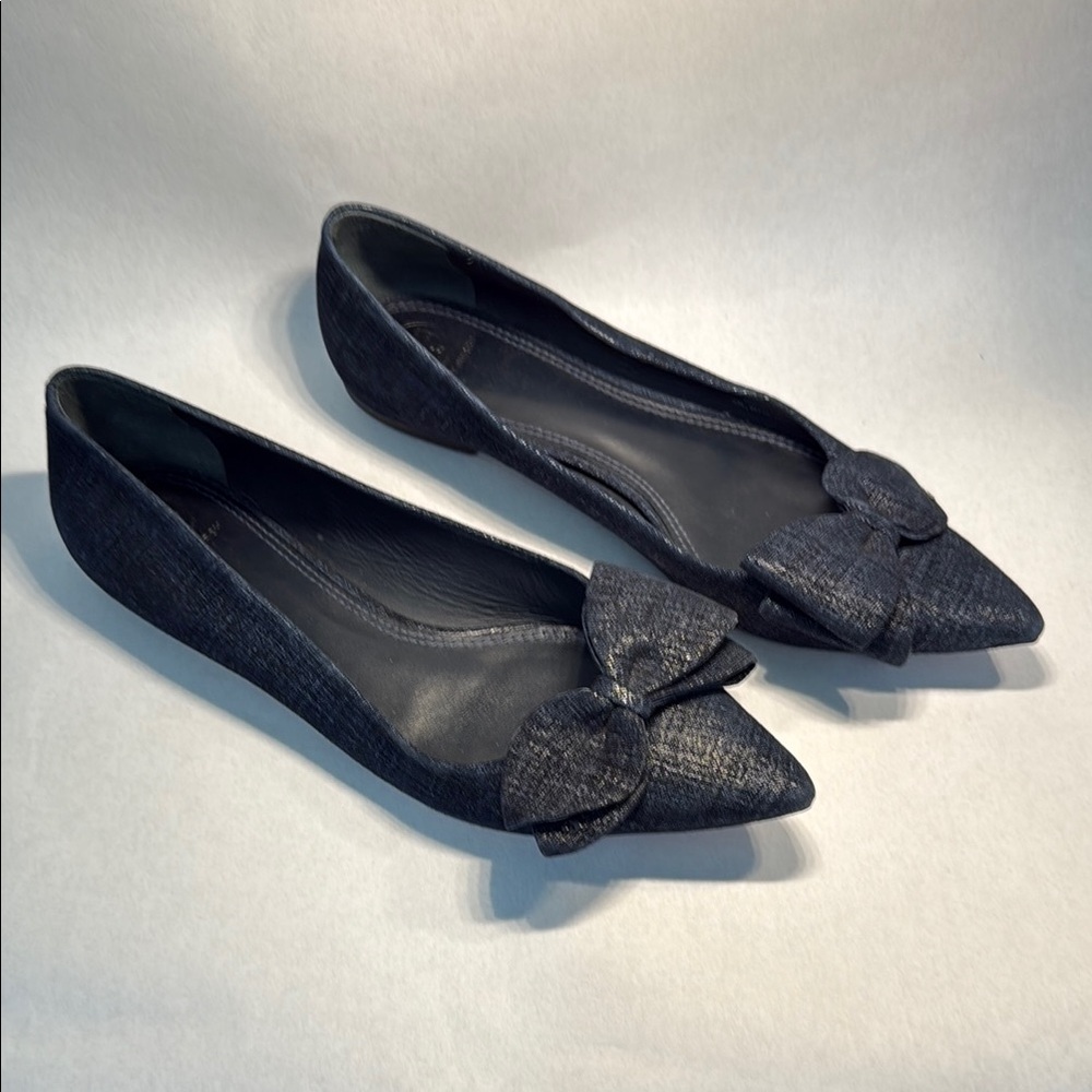 Tory Burch Black Flats with Bow Detail